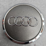 AUDI ALLOY WHEEL SILVER GREY CENTER HUB CAP LOGO SET OF 4 69MM 8T0601170A