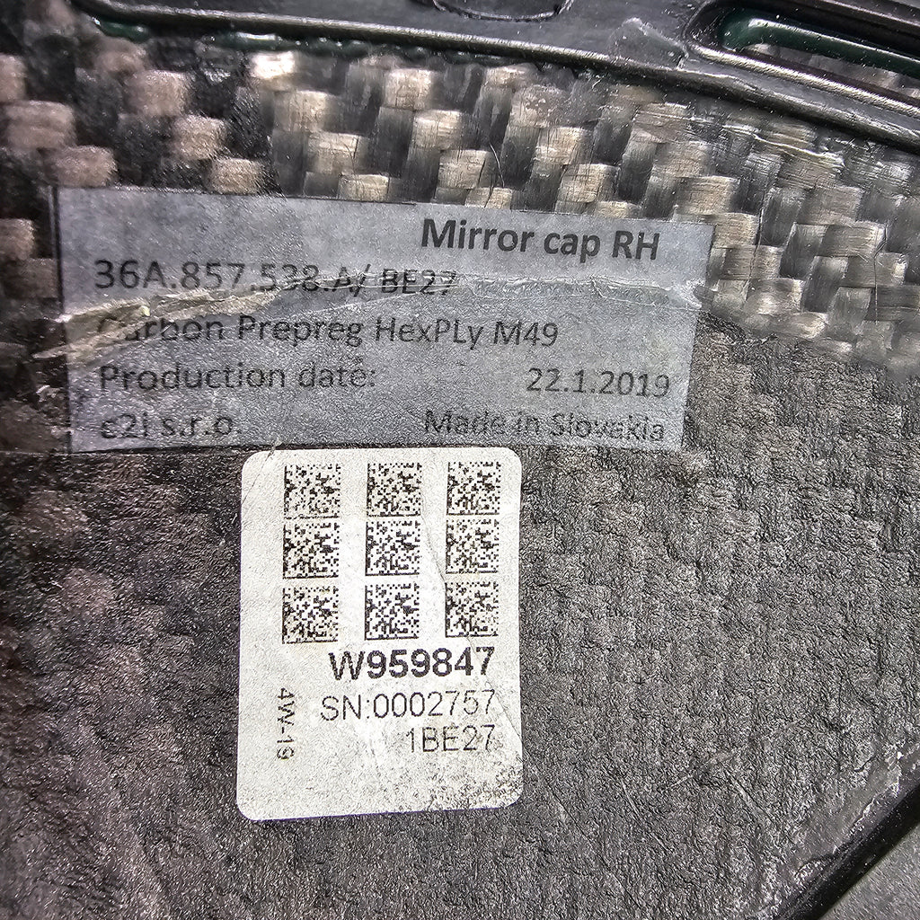 Bentley Bentayga Right Carbon Door Mirror Cover Cap 36A857538A
