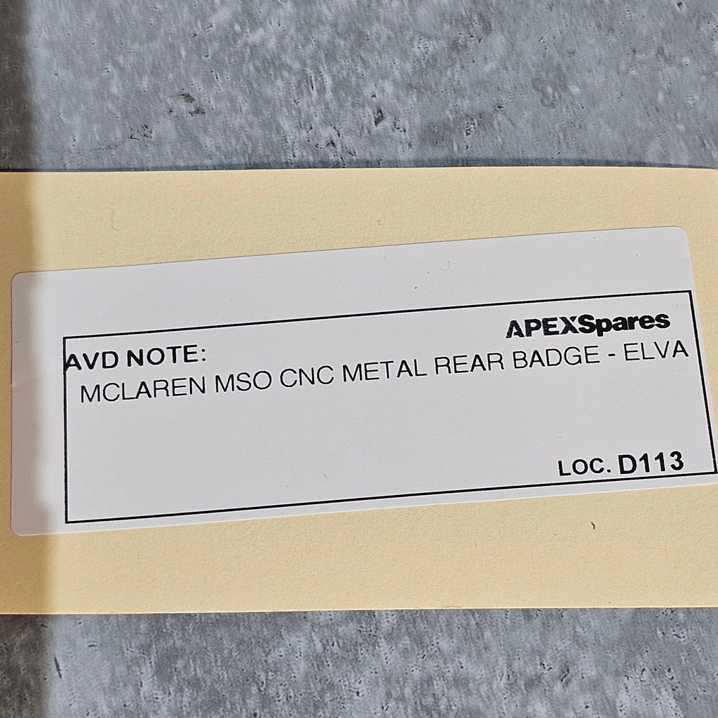 MCLAREN MSO CNC METAL REAR BADGE - ELVA