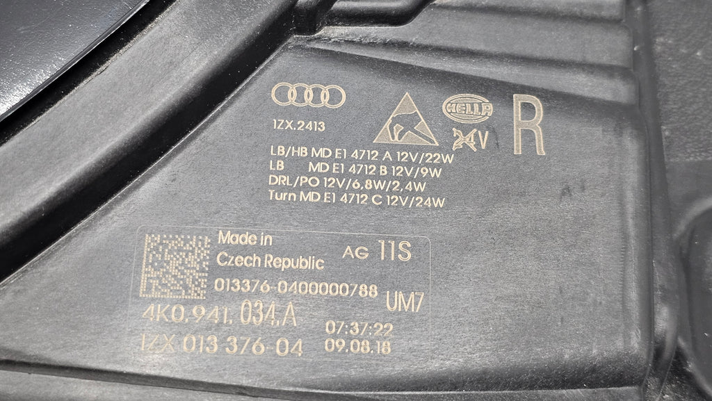Audi A6 Headlight C7 Saloon 2011-2015 Chrome Inner Headlamp Right Side 4K0941034A