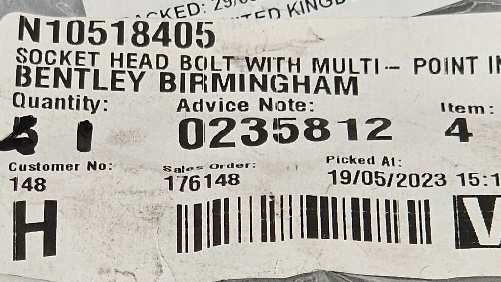 BENTLEY SOCKET HEAD BOLT WITH MULTI POINT INNER N10518405