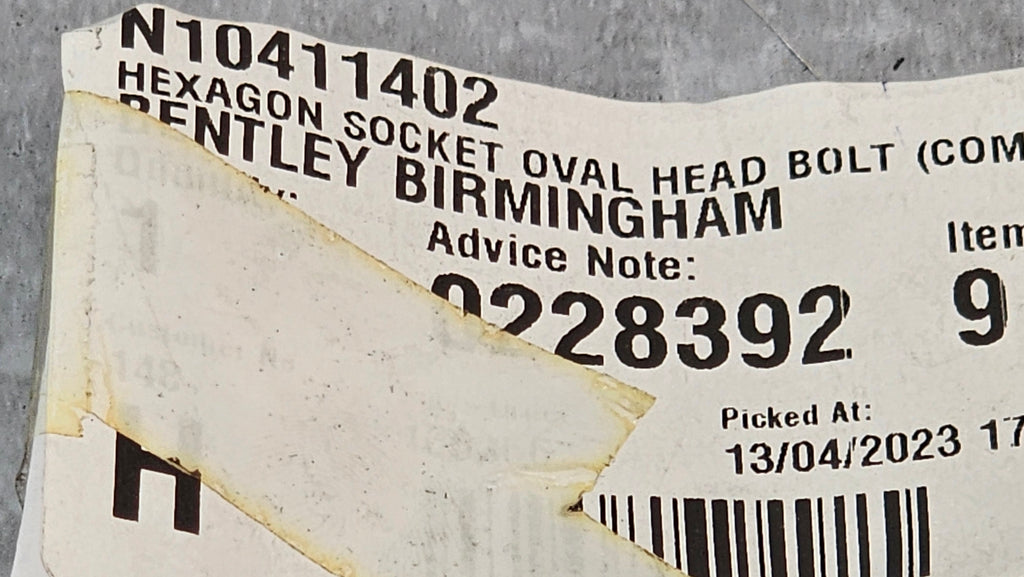PORSCHE HEXAGON SOCKET OVAL HEAD BOLT N10411402