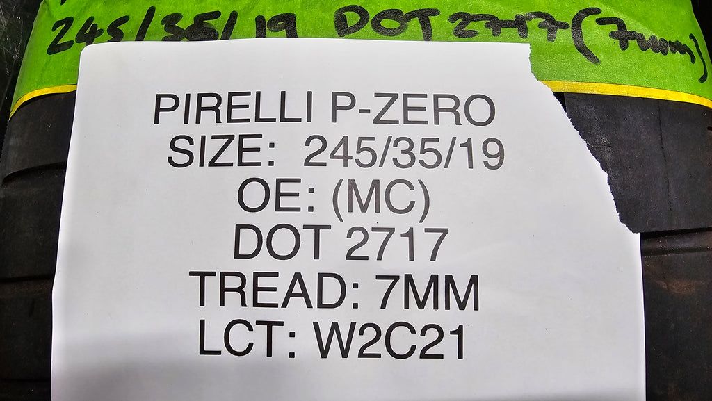 PIRELLI P-ZERO 245/35/19 (MC) DOT 2717 TREAD: 7MM