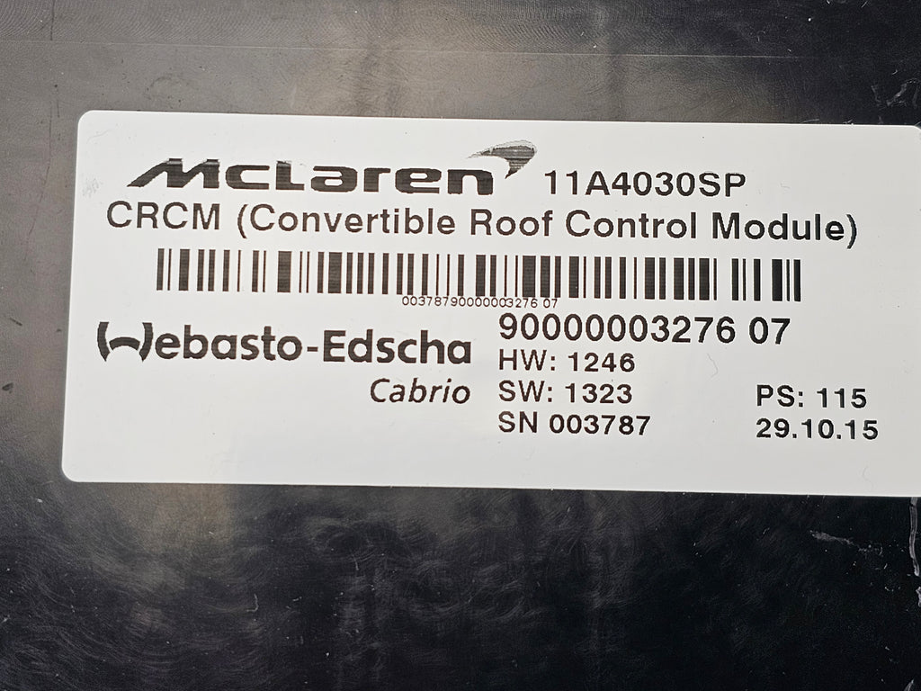 MCLAREN RHT ECU CONVERTIBLE ROOF CONTROL MODULE (CRCM) 11A4030SP