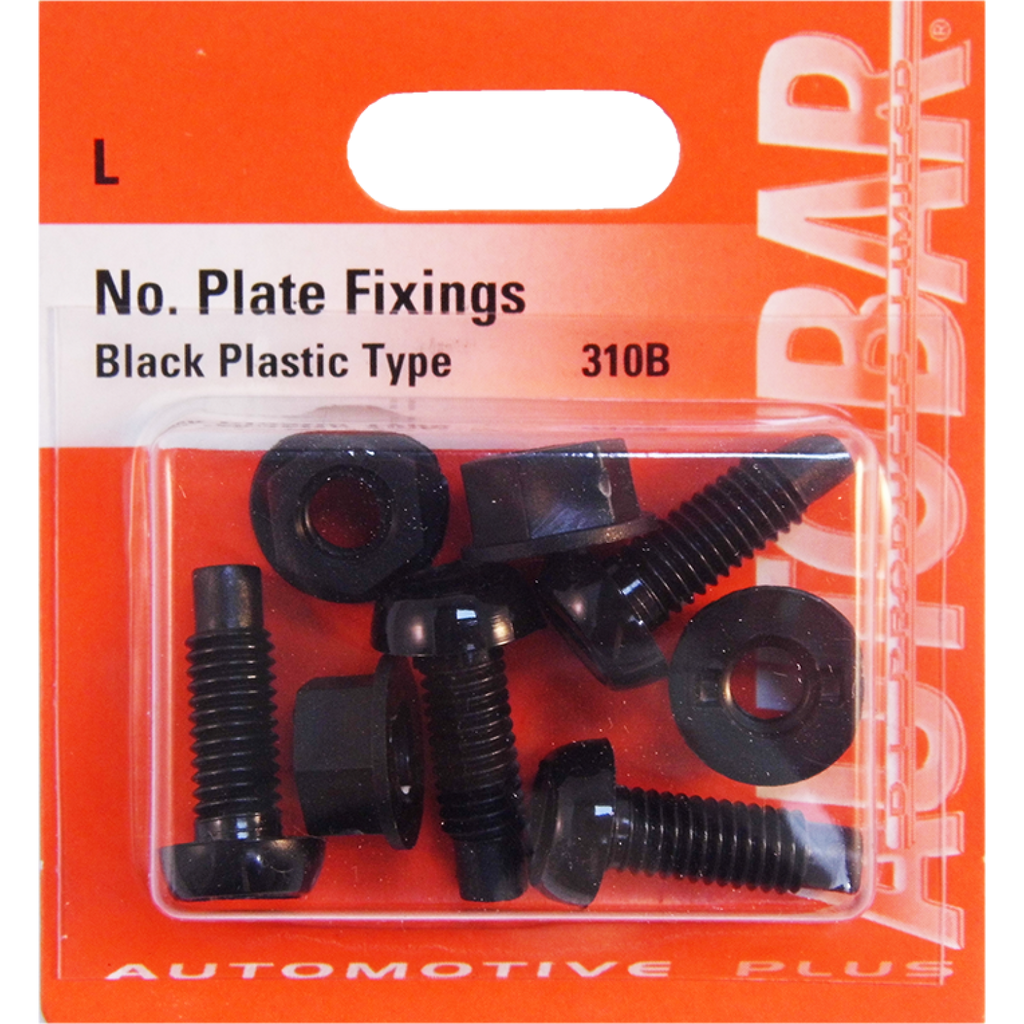 Autobar 310 License Number Plate Fixings 4 Pieces Plastic Black DL-310B