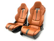 Load image into Gallery viewer, GENUINE MCLAREN 570S ELECTRIC COMFORT SEATS IN TAN LEATHER WITH BLACK STRIPE