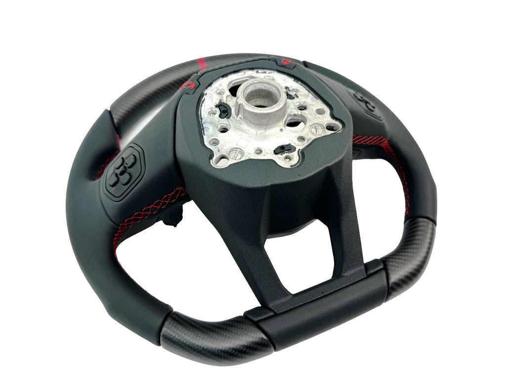 LAMBORGHINI REVULETO CARBON FIBRE ALCANTARA STEERING WHEEL - BLACK/RED