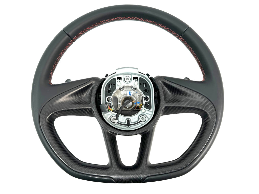 MCLAREN 720S LEATHER/ CARBON STEERING WHEEL RED STITCHING 14N0399CP-14SW247