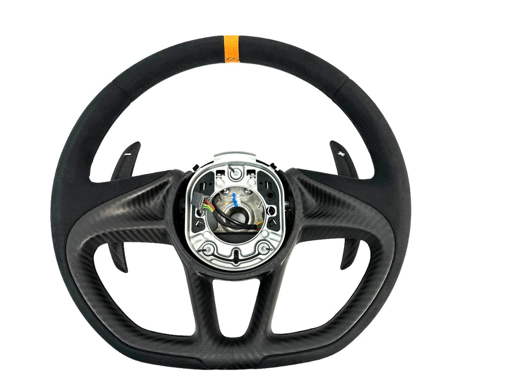 MCLAREN SENNA  MSO ALCANTARA W/ ORANGE 12 O'CLOCK RING STEERING WHEEL 15NA100CPP