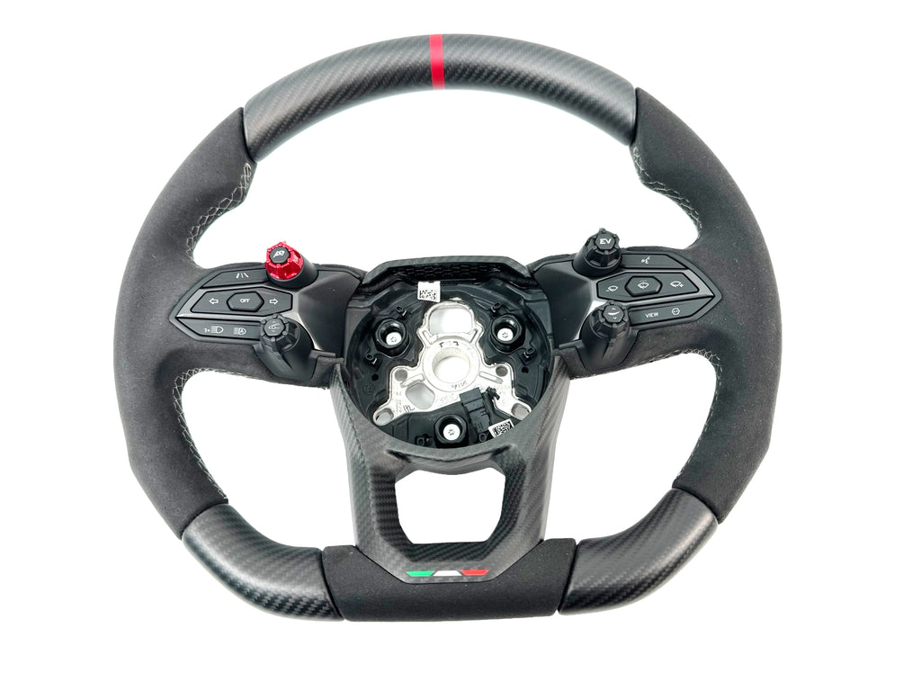 LAMBORGHINI REVULETO CARBON FIBRE ALCANTARA STEERING WHEEL - BLACK/ GREY