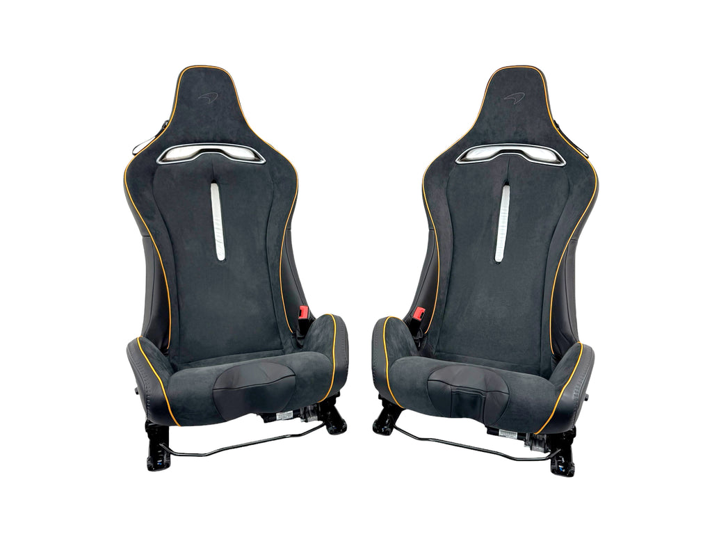 MCLAREN ARTURA MSO CLUB SPORT SEATS BLACK LUMBER SUPPORT ALCANTARA/ ORANGE PIPING 16NC493CP