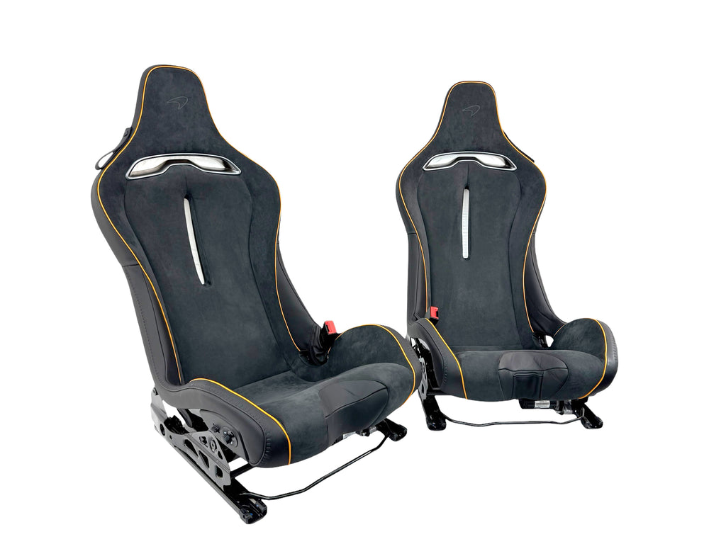 MCLAREN ARTURA MSO CLUB SPORT SEATS BLACK LUMBER SUPPORT ALCANTARA/ ORANGE PIPING 16NC493CP