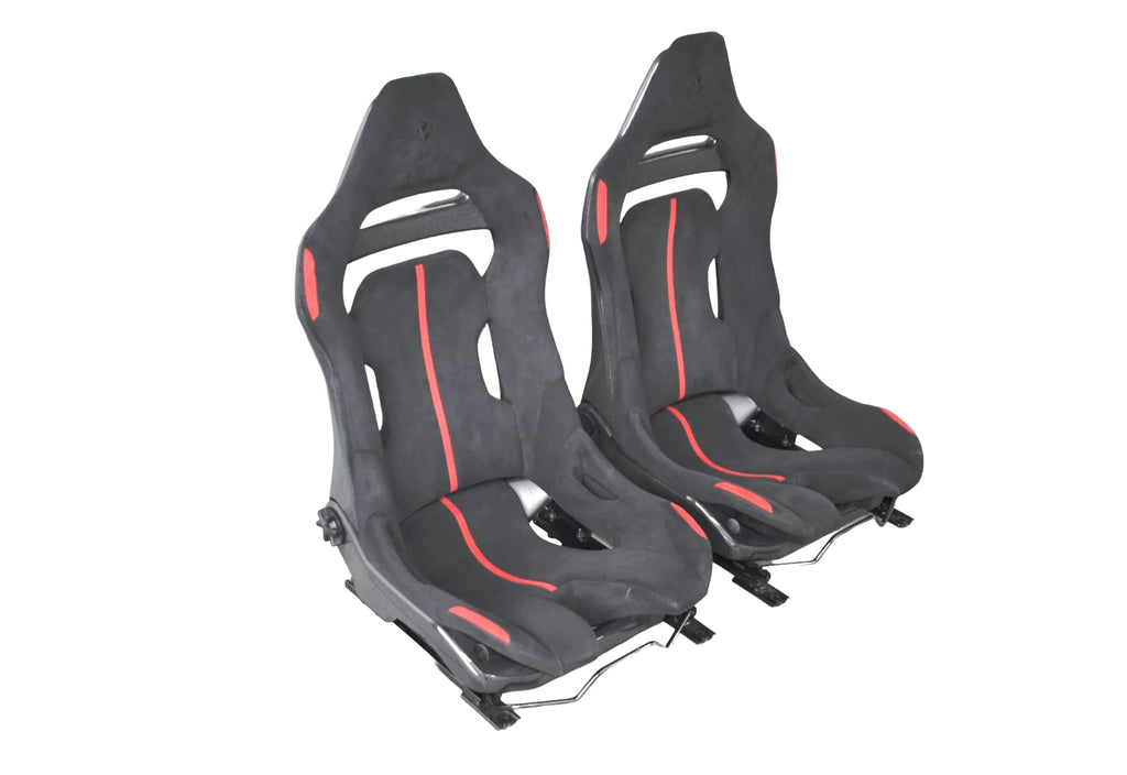 FERRARI SF90 XX STRADALE CARBON RACE SEATS IN ALCANTARA WITH RED DETAILS