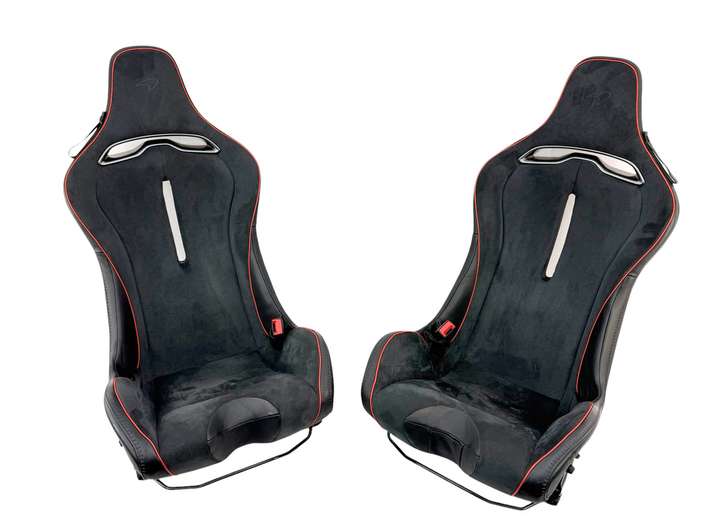 MCLAREN ARTURA MSO CLUB SPORT SEATS WITH LUMBER SUPPORT BLACK ALCANTARA/ RED PIPING 16NC493CP