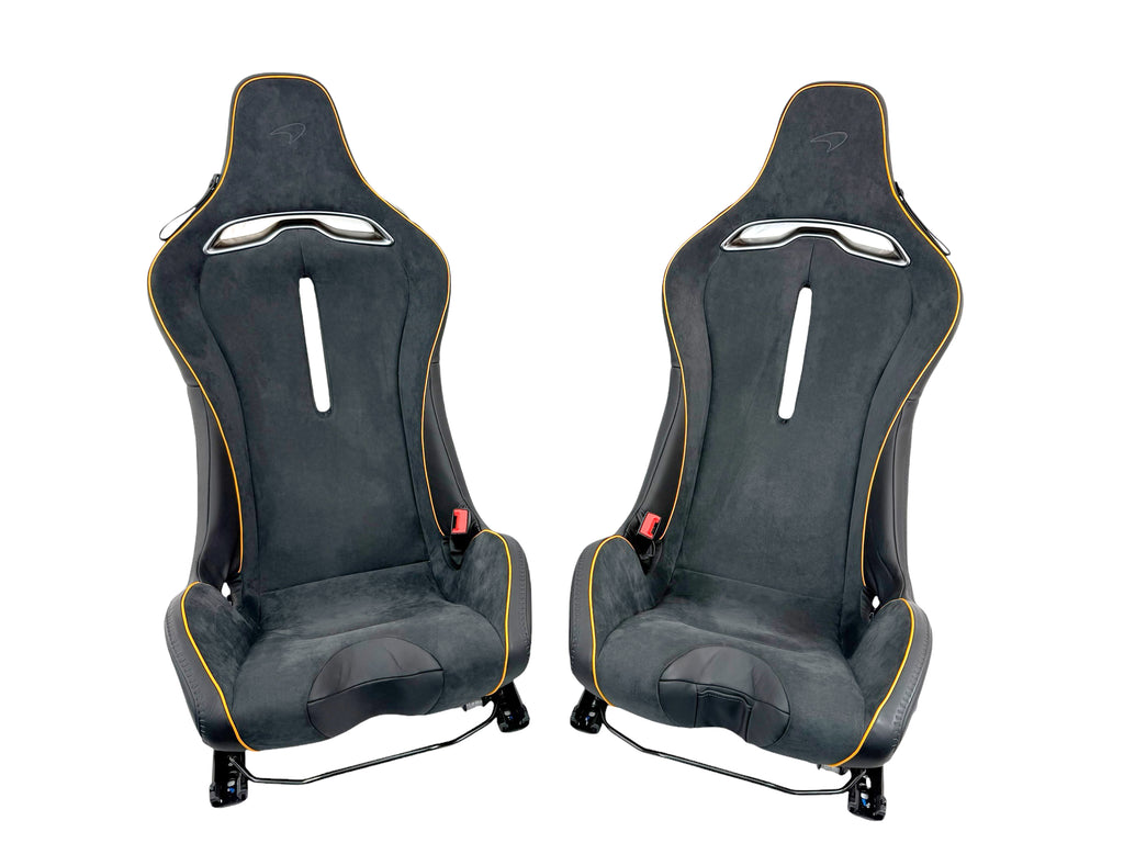 MCLAREN ARTURA MSO CLUB SPORT SEATS BLACK LUMBER SUPPORT ALCANTARA/ ORANGE PIPING 16NC493CP