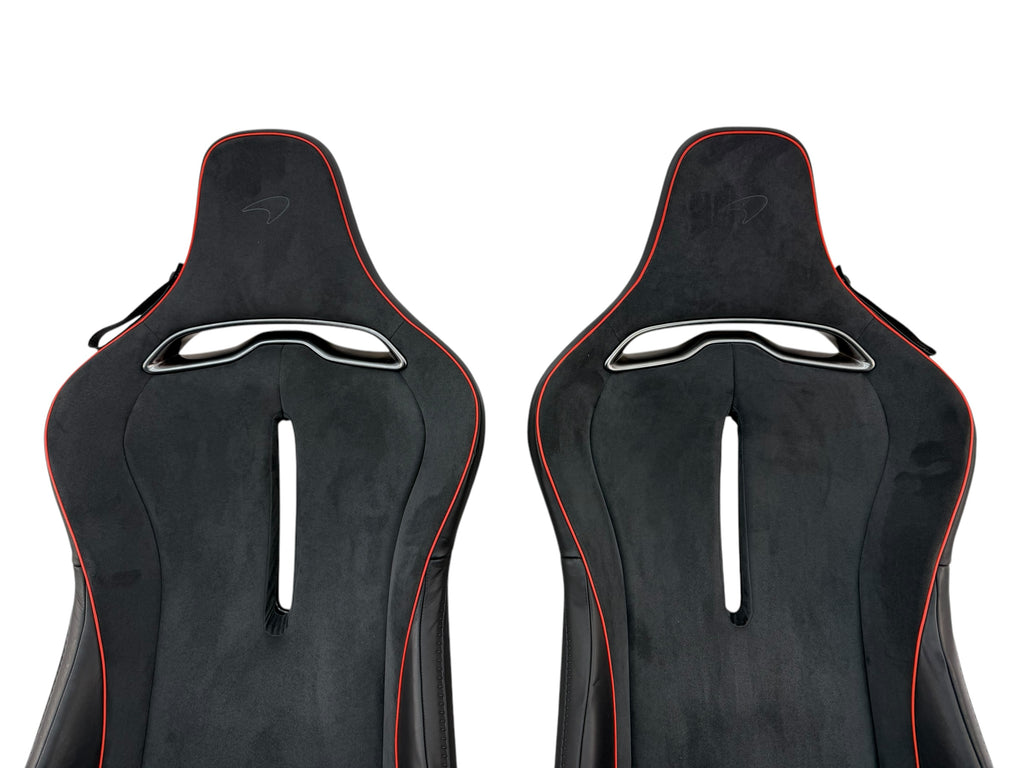 MCLAREN ARTURA MSO CLUB SPORT SEATS WITH LUMBER SUPPORT BLACK ALCANTARA/ RED PIPING 16NC493CP