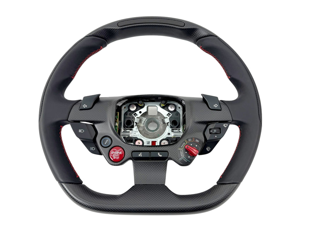 FERRARI 812 MATT CARBON + LED STEERING WHEEL BLACK/ RED STITCHING 337540