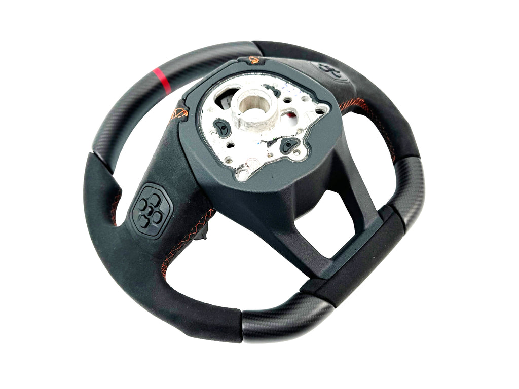 LAMBORGHINI REVULETO CARBON FIBRE ALCANTARA STEERING WHEEL - BLACK/ ORANGE