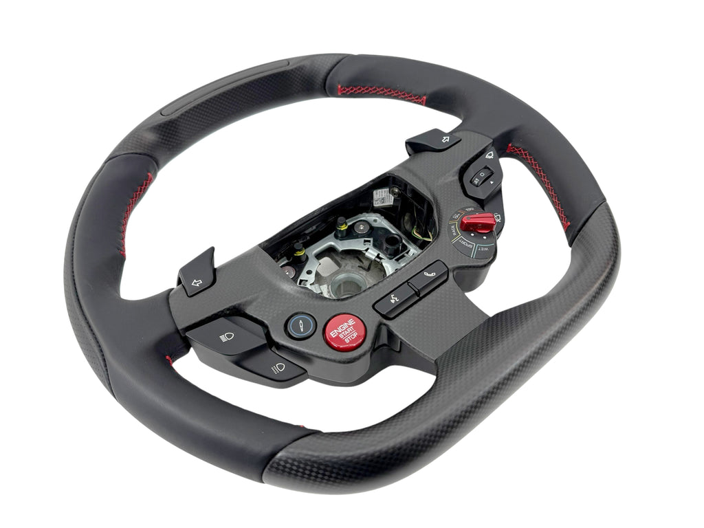 FERRARI 812 MATT CARBON + LED STEERING WHEEL BLACK/ RED STITCHING 337540