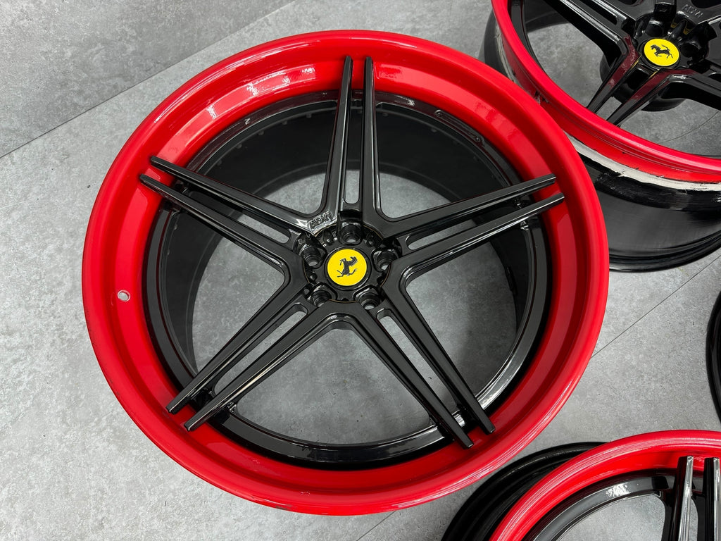 FERRARI F12 ADV1 ADV05 MV.2 SL 21"/22" FORGED WHEELS BLACK/ RED