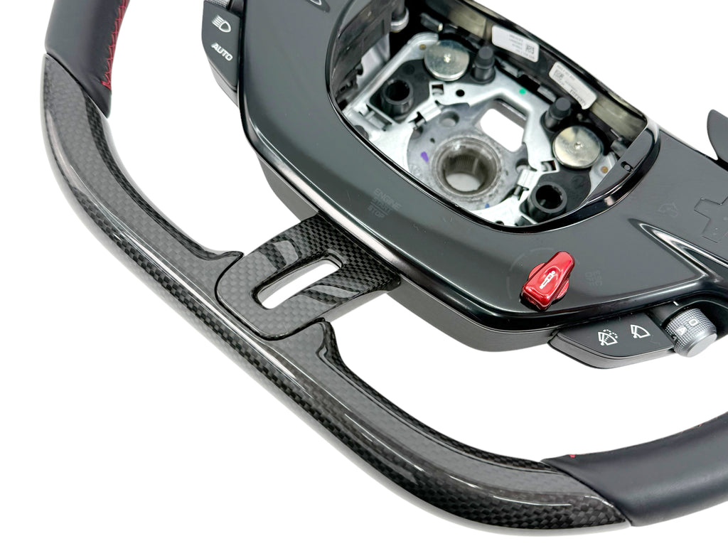 FERRARI 12-CILINDRI CARBON LED STEERING WHEEL BLACK/ RED STITCHING