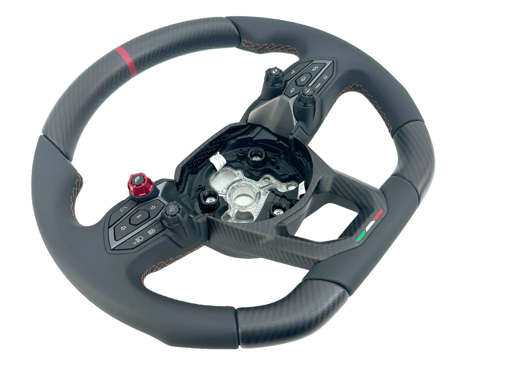 LAMBORGHINI REVULETO CARBON FIBRE LEATHER STEERING WHEEL - BLACK/ BRONZE