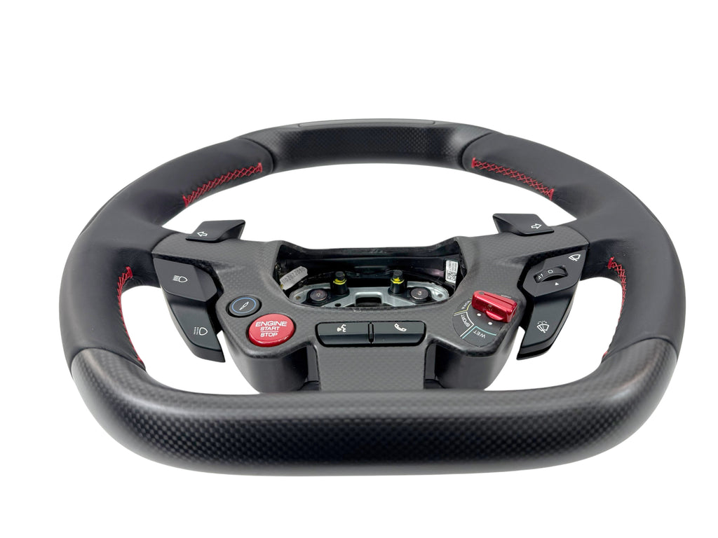 FERRARI 812 MATT CARBON + LED STEERING WHEEL BLACK/ RED STITCHING 337540