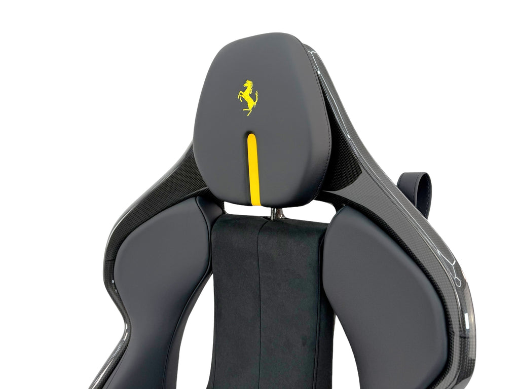 FERRARI SF90 LEFT CARBON RACING ALCANTARA SEAT BLACK/ YELLOW 917034