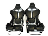 GENUINE MCLAREN 765LT CARBON RACING BUCKET SEATS PAIR - BLACK WITH YELLOW STITCH