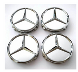 4x MERCEDES SILVER ALLOY WHEEL CENTRE HUB CAPS 75mm A B C E S M class A00040009009790