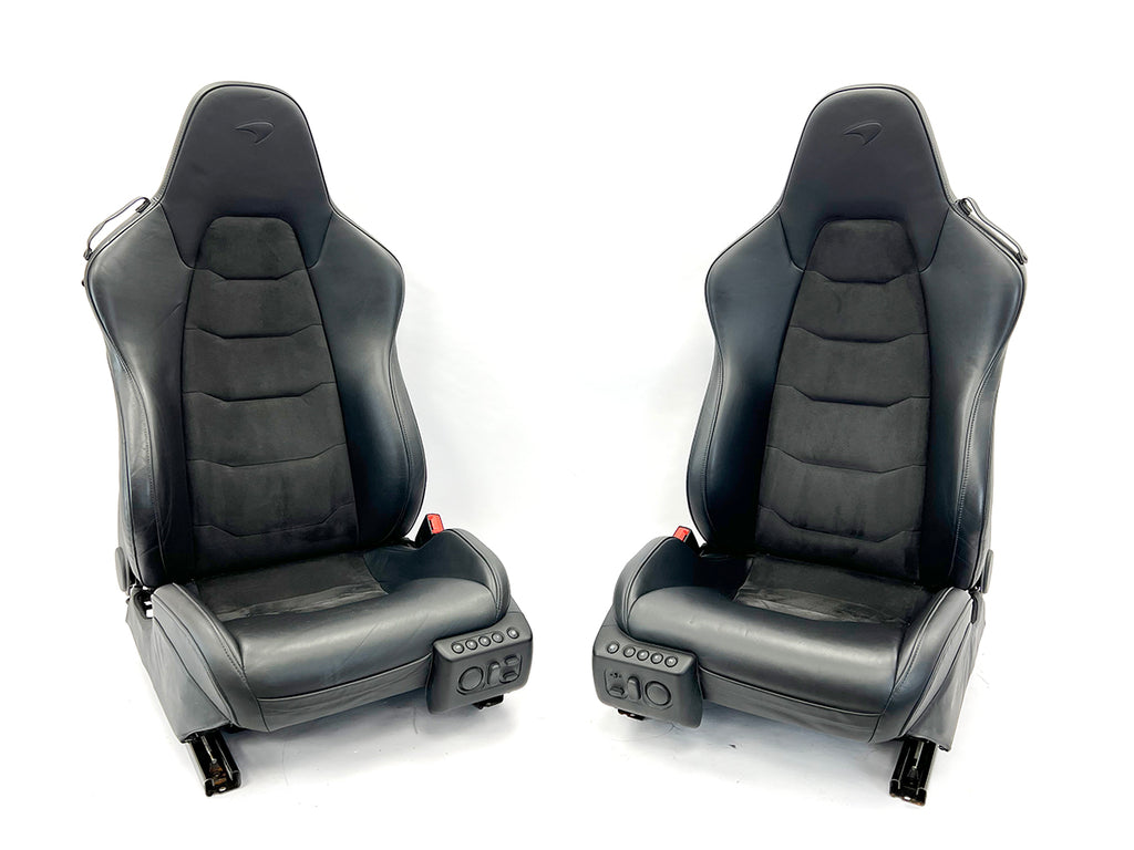 GENUINE MCLAREN 675LT/ 650S ELECTRIC COMFORT SEATS IN BLACK ALCANTARA & LEATHER