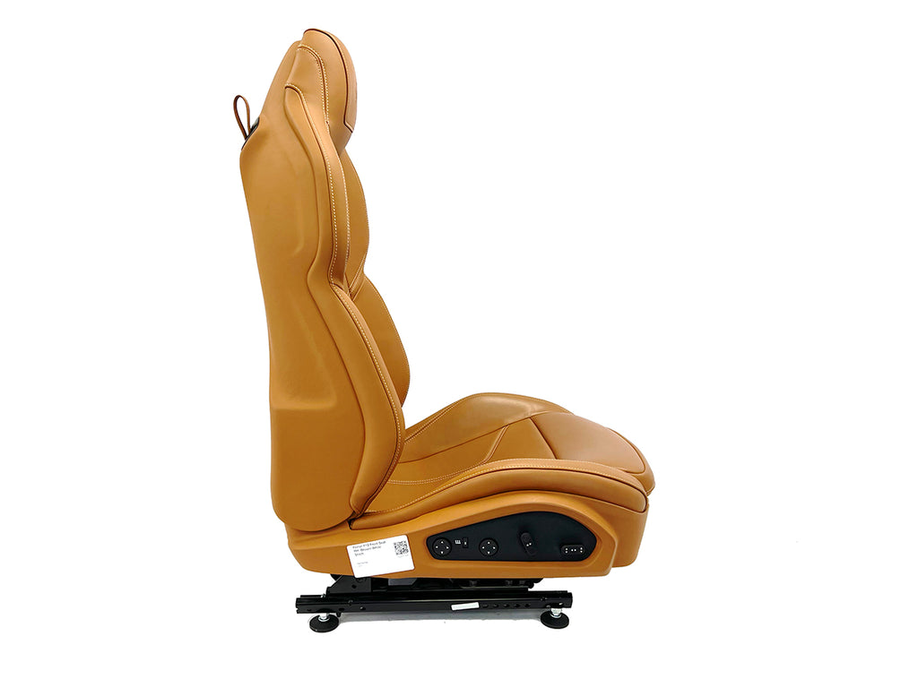 FERRARI F12 FRONT RIGHT COMFORT SEAT IN TAN LEATHER WITH WHITE STITCHING