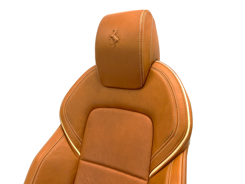 GENUINE FERRARI FF FRONT LEFT SEAT IN TAN WITH WHITE STITCHING