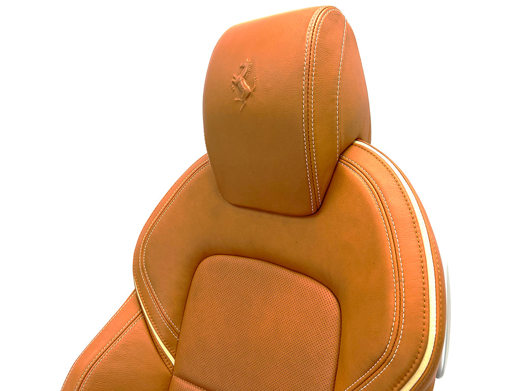 GENUINE FERRARI FF FRONT LEFT SEAT IN TAN WITH WHITE STITCHING