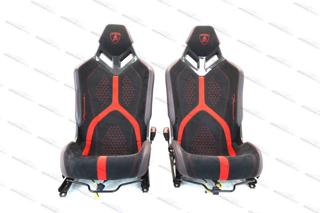 LAMBORGHINI HURACAN PERFORMANTE CARBON FIBRE BUCKET SEATS IN BLACK-RED